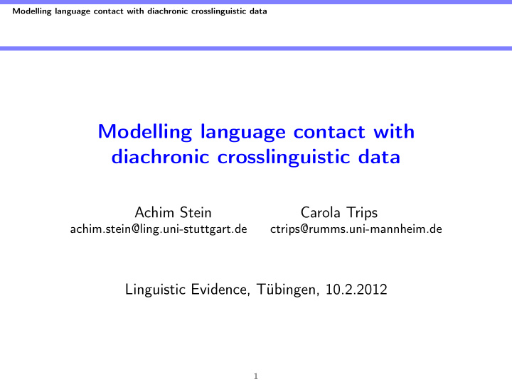 modelling language contact with diachronic