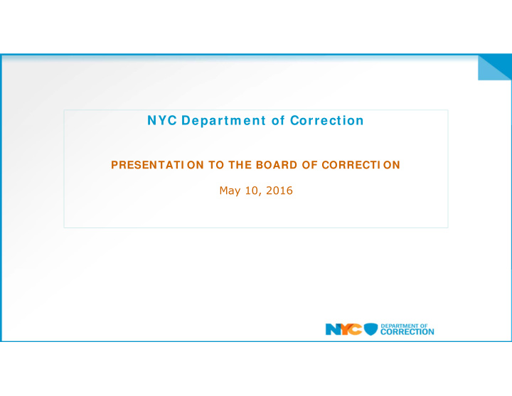 nyc departm ent of correction