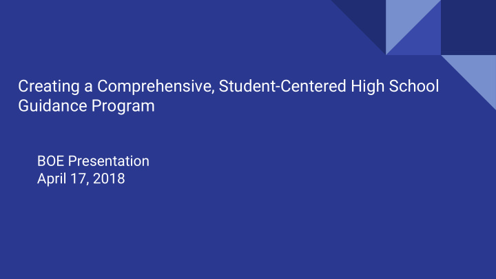 creating a comprehensive student centered high school