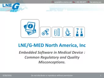 LNE/G-MED North America, Inc  Embedded Software in Medical Device :  Common Regulatory and Quality