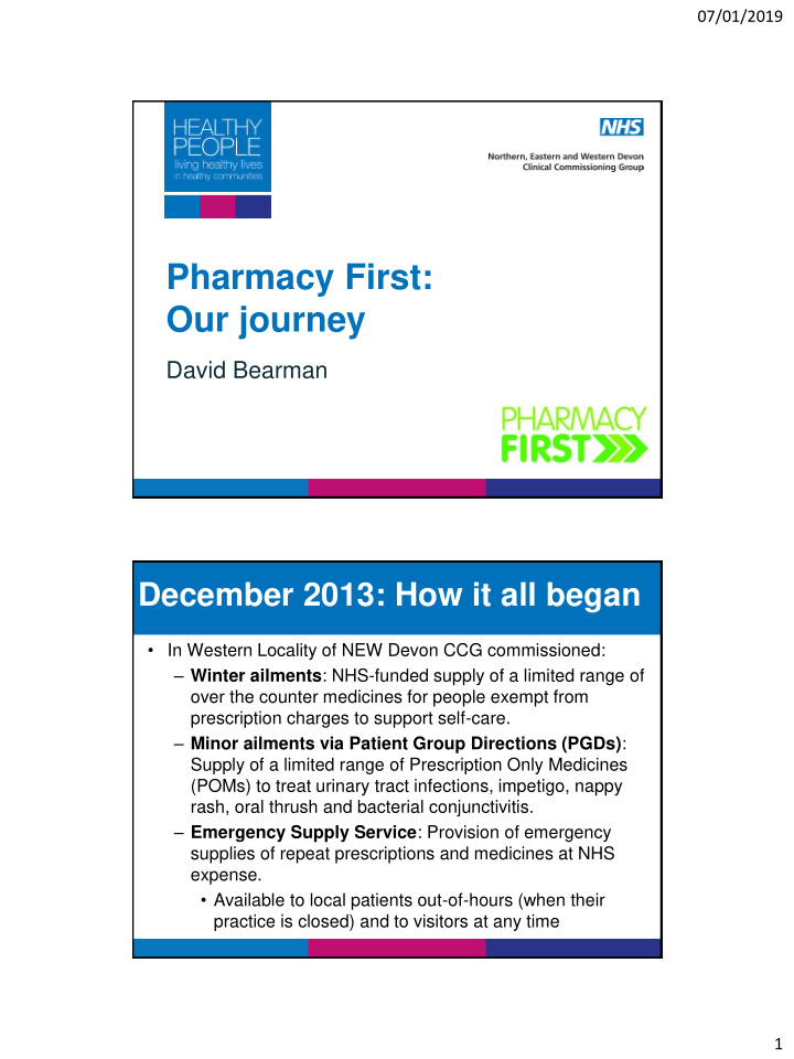 pharmacy first our journey