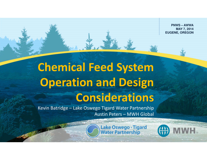 chemical feed system operation and design considerations