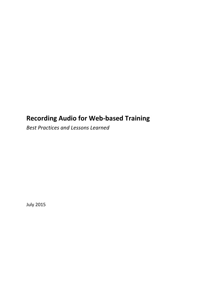 recording audio for web based training best practices and
