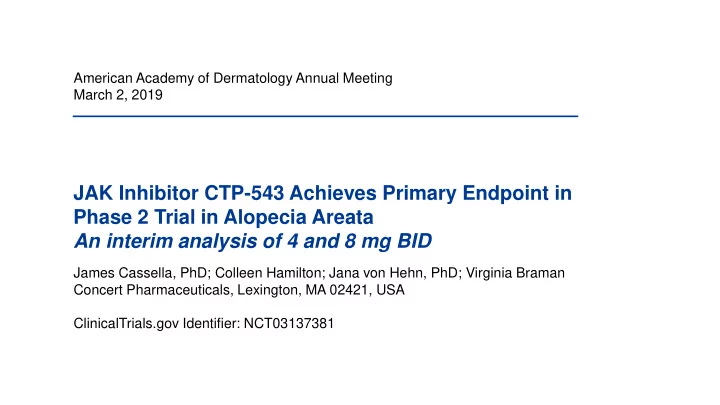 jak inhibitor ctp 543 achieves primary endpoint in phase