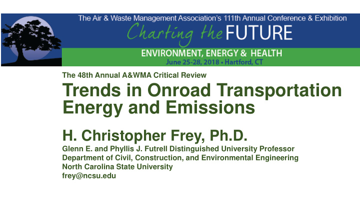 trends in onroad transportation energy and emissions