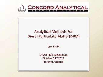 Analytical Methods For  Diesel Particulate Matter(DPM)  Igor Levin  OHAO - Fall Symposium October
