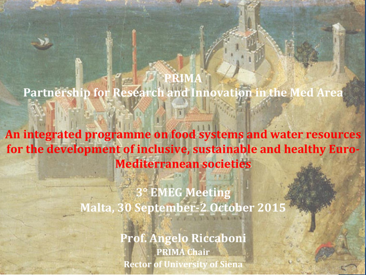 an integrated programme on food systems and water