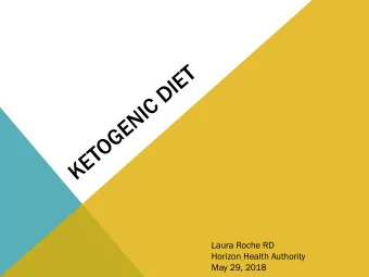 Laura Roche RD  Horizon Health Authority  May 29, 2018  AGENDA  History of the Ketogenic Diet