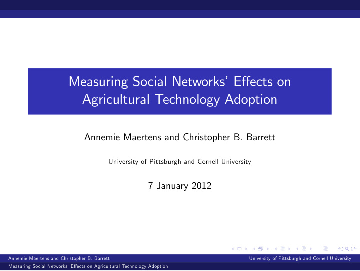 measuring social networks e ects on agricultural