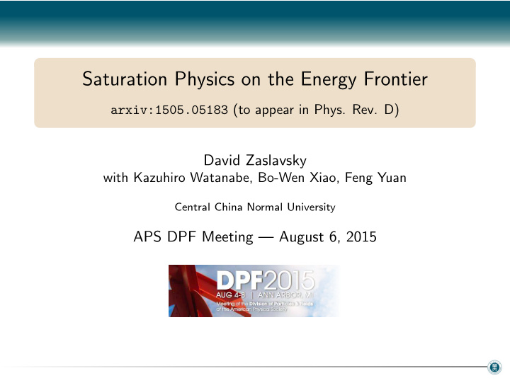 saturation physics on the energy frontier