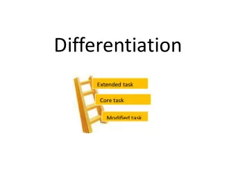 Differentiation  Differentiation stems from beliefs about  differences among learners, how they
