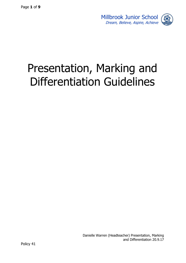 presentation marking and differentiation guidelines