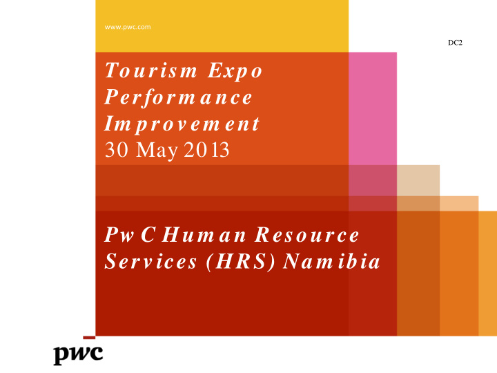 tourism exp o perform a nce im p rov em ent 30 may 2013
