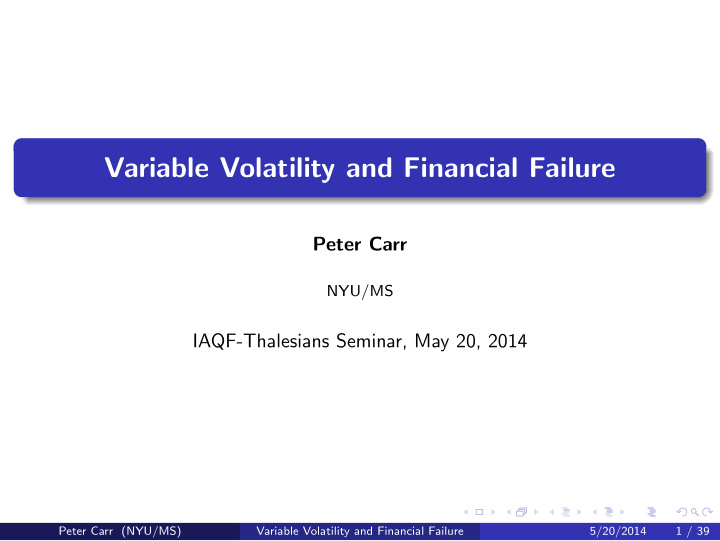 variable volatility and financial failure