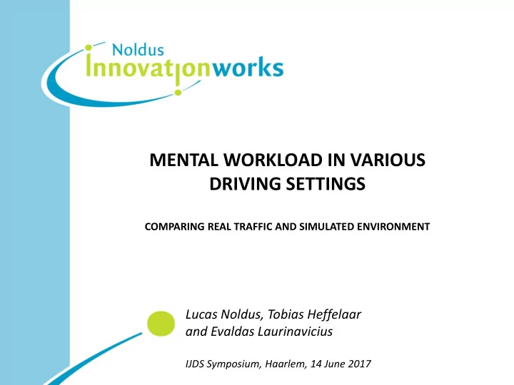 mental workload in various