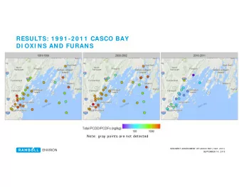 RESULTS: 1 9 9 1 -2 0 1 1  CASCO BAY  DI OXI NS AND FURANS  Note:  gray points are not detected