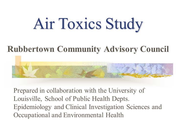 air toxics study