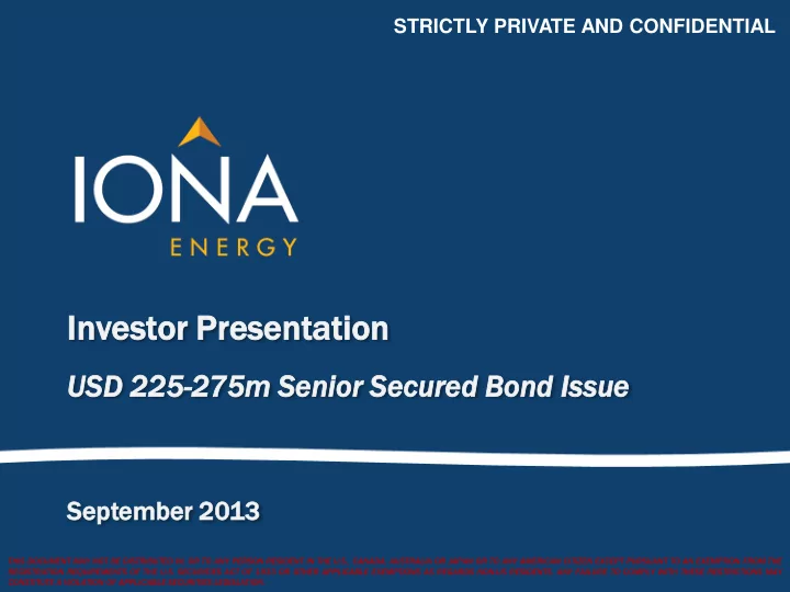 inve in vestor stor presentat sentation ion