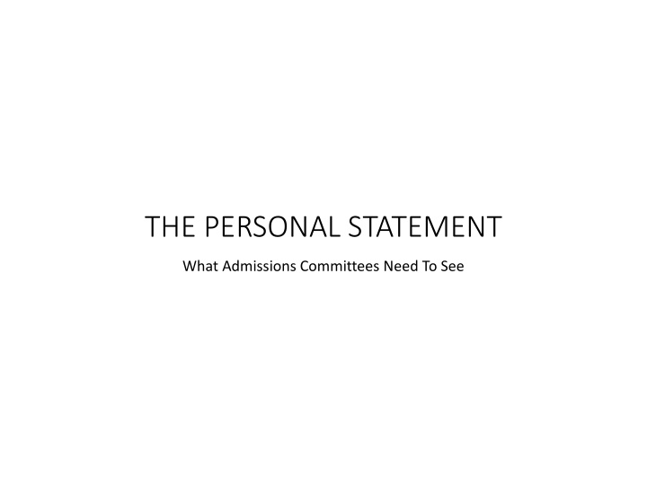 the personal statement