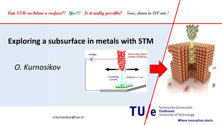 exploring a subsurface in metals with stm o kurnosikov