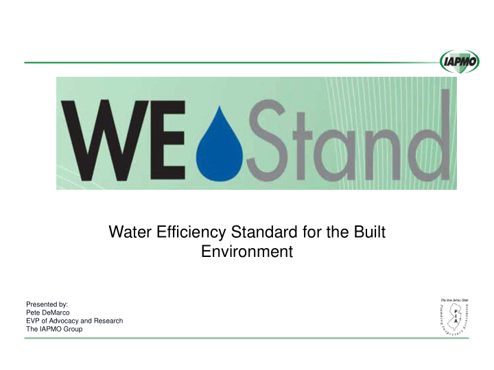 water efficiency standard for the built environment