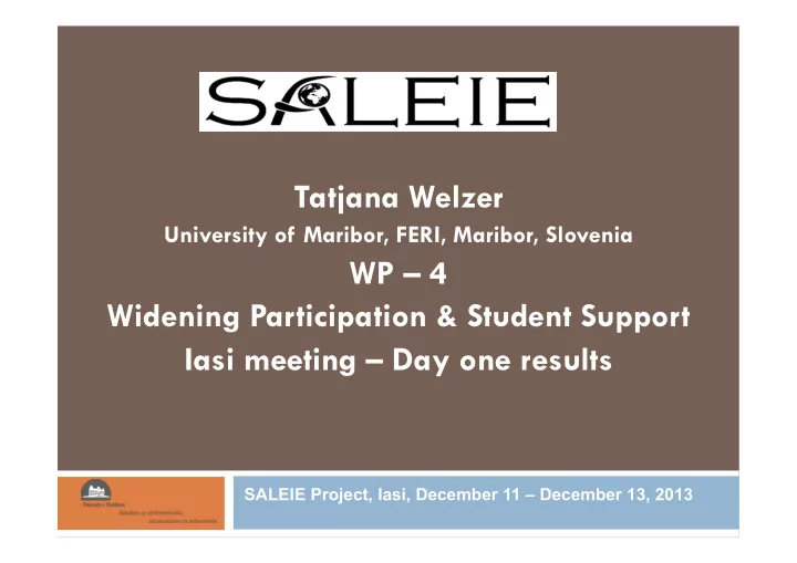 tatjana welzer university of maribor feri maribor
