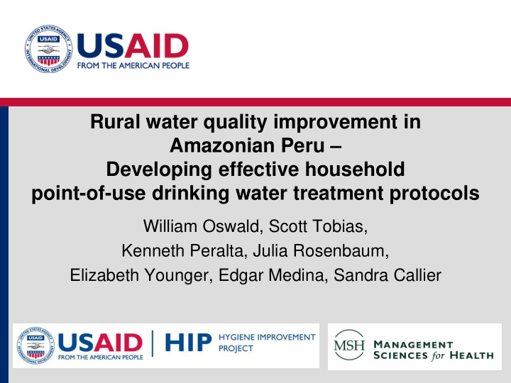 rural water quality improvement in amazonian peru