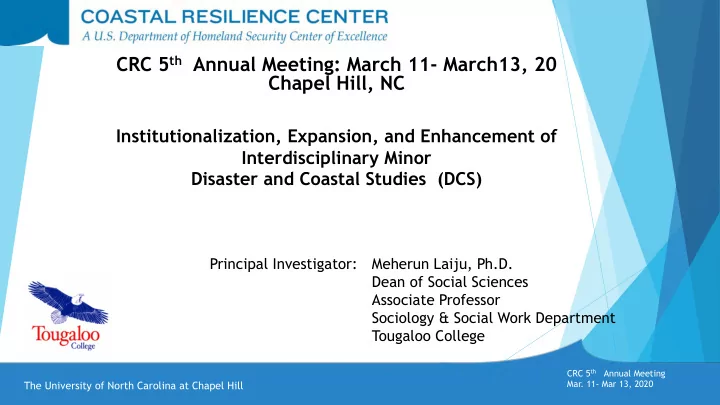 crc 5 th annual meeting march 11 march13 20 chapel hill nc