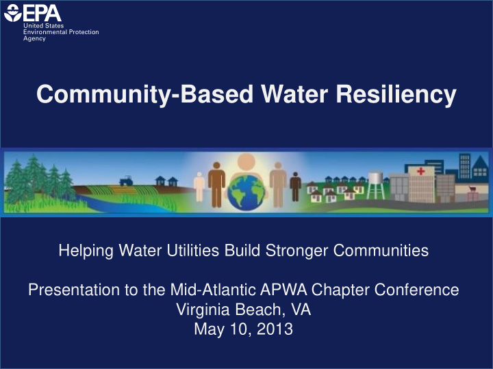 community based water resiliency