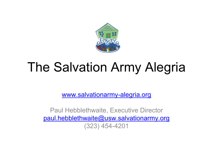 the salvation army alegria