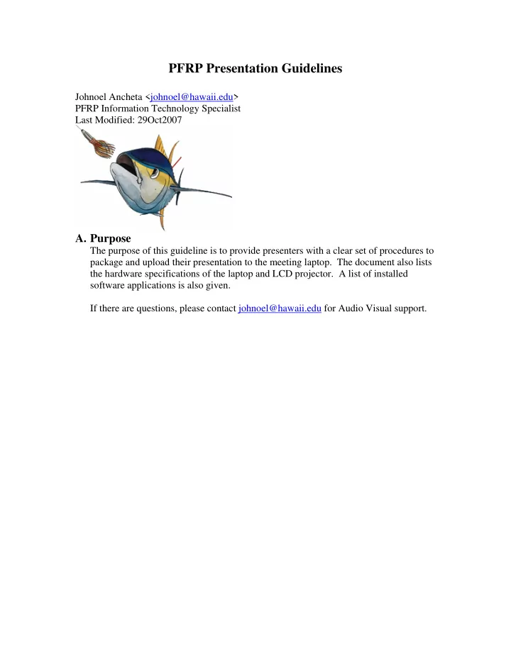 pfrp presentation guidelines