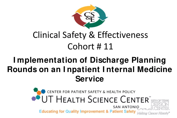 clinical safety amp effectiveness cohort 11
