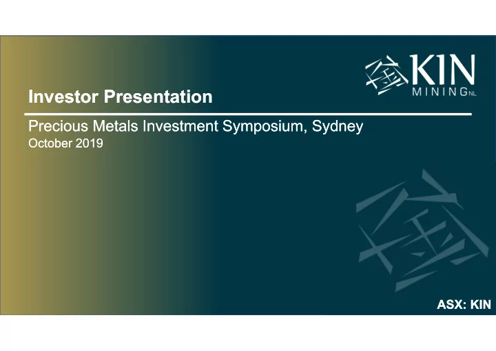investor presentation investor presentation