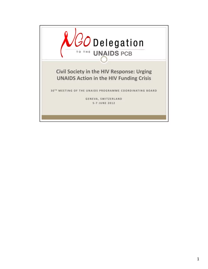 1 the 2012 ngo report to the programme coordinating board