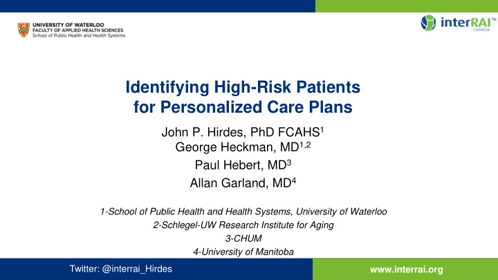 identifying high risk patients for personalized care plans