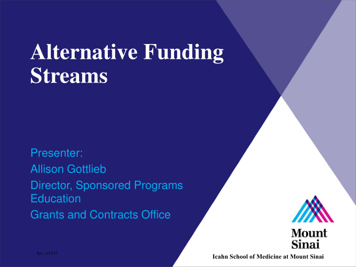 alternative funding streams