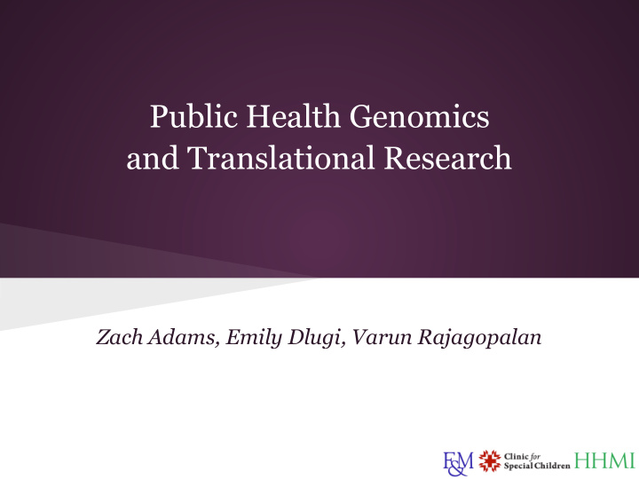 public health genomics and translational research
