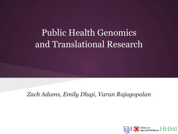public health genomics and translational research
