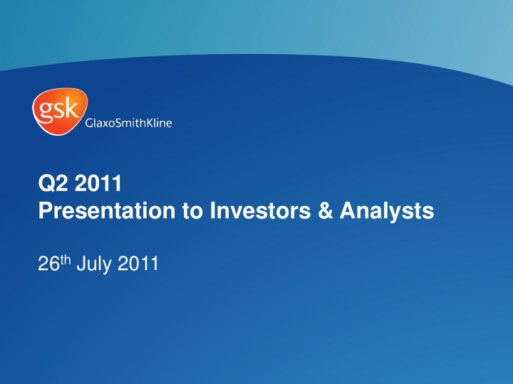 presentation to investors amp analysts