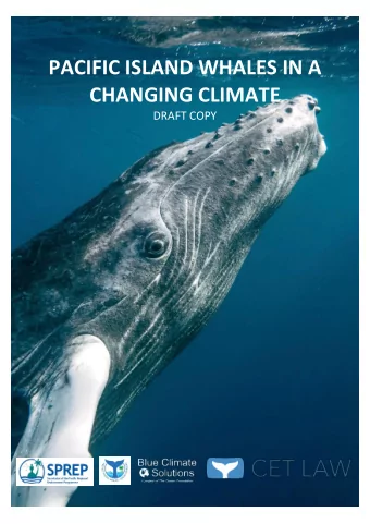 PACIFIC ISLAND WHALES IN A CHANGING CLIMATE DRAFT COPY  This report has been produced for the