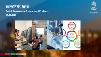 STRATEGIC REFORMS  and  GROWTH INITIATIVES  05-05-2020  Department of Economic Affairs,  Ministry