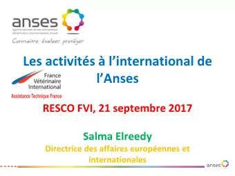 Les activits  linternational de  lAnses  RESCO FVI, 21 septembre 2017  Salma Elreedy