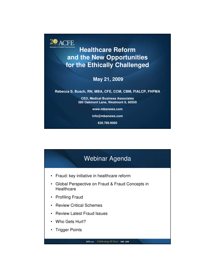 healthcare reform and the new opportunities for the