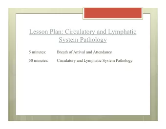 Lesson Plan: Circulatory and Lymphatic  System Pathology  5 minutes:  Breath of Arrival and