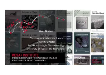MESA+ INSTITUTE  BRIDGING DISCIPLINES TO REALIZE NANO ENABLED  SOLUTIONS FOR GRAND CHALLENGES