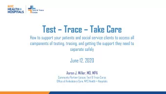 Test  Trace  Take Care  How to support your patients and social service clients to access all