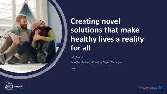 healthy lives a reality  for all  Ins Matias  InnoStars Business Creation Project Manager  2019