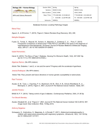 Biology 105  Human Biology  Session 2016:  Spring  Spring  Sections:  66263 4 Units  66264 4