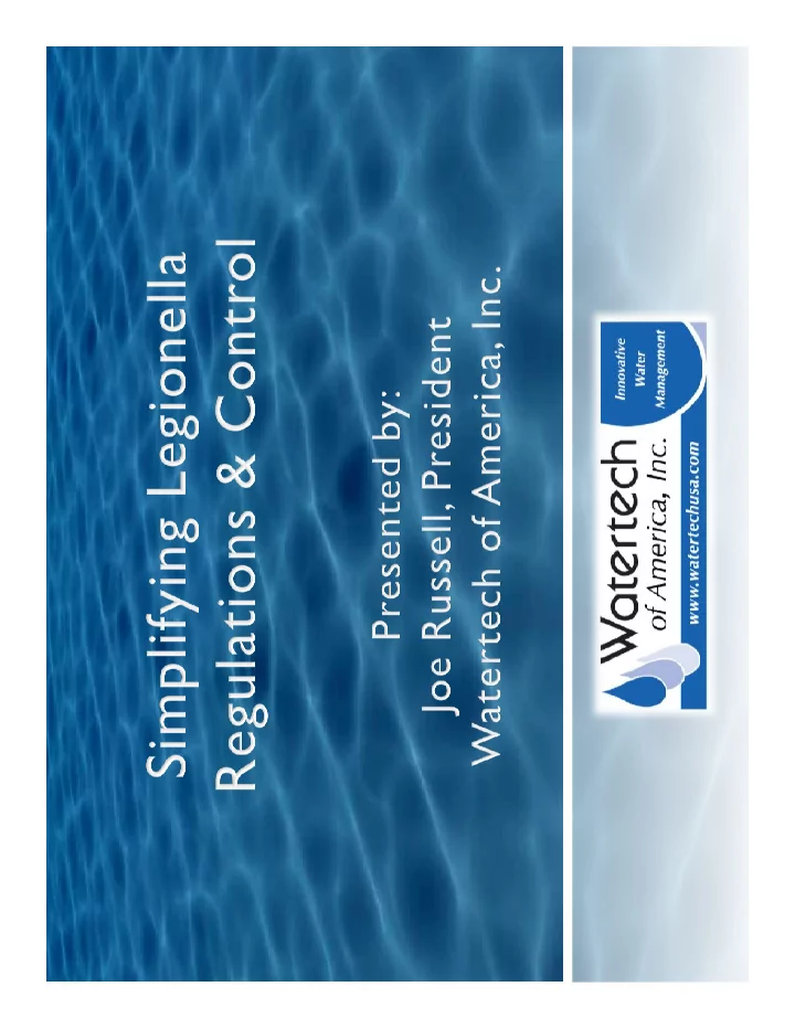 what is legionella what are monitoring amp control