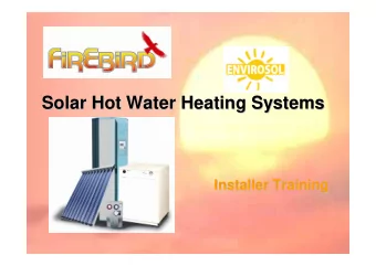 Solar Hot Water Heating Systems  Solar Hot Water Heating Systems  Installer Training  Installer